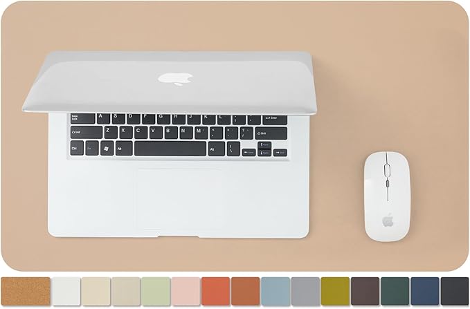 Cork Desk Mat - Small Dual - Sided Desk Pad for Office and Home - Desk Organization and Accessories - Ideal for Large Mouse Pad and Small Desk Mats on Top of Desks(Apricot,23.6"x 13.8") | Desk Pads Blotters - TrueDesk