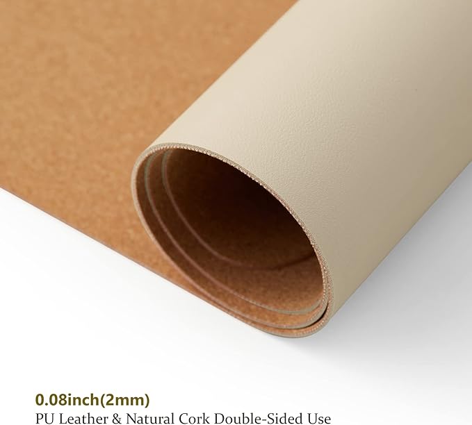 Cork Desk Mat - Small Dual - Sided Desk Pad for Office and Home - Desk Organization and Accessories - Ideal for Large Mouse Pad and Small Desk Mats on Top of Desks(Beige,23.6"x 13.8") | Desk Pads Blotters - TrueDesk