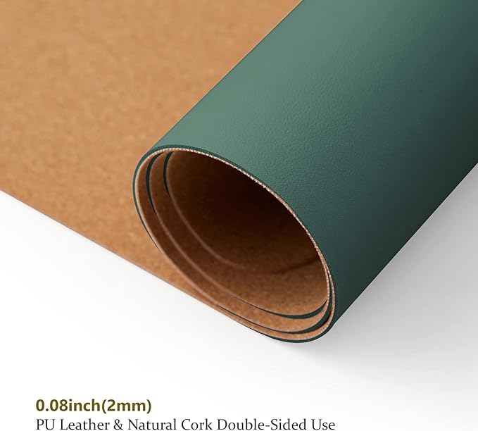 Cork Desk Mat - Small Dual - Sided Desk Pad for Office and Home - Desk Organization and Accessories - Ideal for Large Mouse Pad and Small Desk Mats on Top of Desks(Dark Green,23.6"x 13.8") | Desk Pads Blotters - TrueDesk