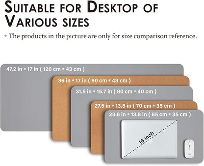 Cork Desk Mat - Small Dual - Sided Desk Pad for Office and Home - Desk Organization and Accessories - Ideal for Large Mouse Pad and Small Desk Mats on Top of Desks(Gray,23.6"x 13.8") | Desk Pads Blotters - TrueDesk