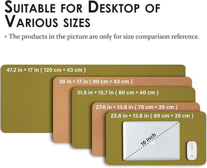 Cork Desk Mat - Small Dual - Sided Desk Pad for Office and Home - Desk Organization and Accessories - Ideal for Large Mouse Pad and Small Desk Mats on Top of Desks(Olive Green,23.6"x 13.8") | Desk Pads Blotters - TrueDesk