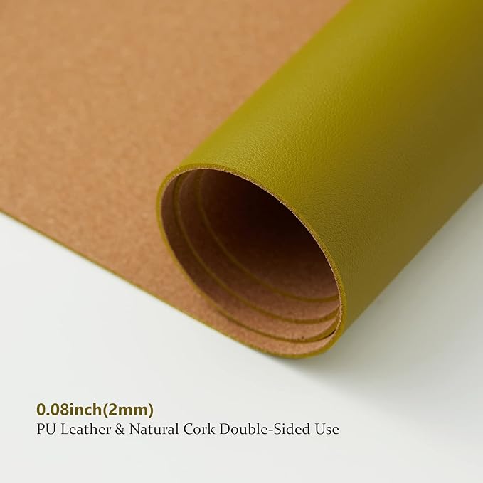 Cork Desk Mat - Small Dual - Sided Desk Pad for Office and Home - Desk Organization and Accessories - Ideal for Large Mouse Pad and Small Desk Mats on Top of Desks(Olive Green,23.6"x 13.8") | Desk Pads Blotters - TrueDesk