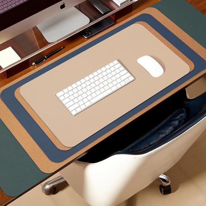 Cork Desk Mat - Small Dual - Sided Desk Pad for Office and Home - Desk Organization and Accessories - Ideal for Large Mouse Pad and Small Desk Mats on Top of Desks(Olive Green,23.6"x 13.8") | Desk Pads Blotters - TrueDesk