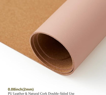 Cork Desk Mat - Small Dual - Sided Desk Pad for Office and Home - Desk Organization and Accessories - Ideal for Large Mouse Pad and Small Desk Mats on Top of Desks(Pink,23.6"x 13.8") | Desk Pads Blotters - TrueDesk