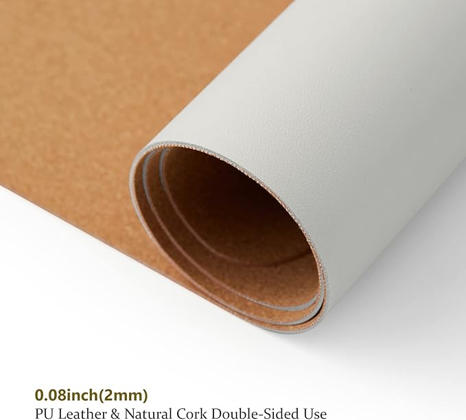 Cork Desk Mat - Small Dual - Sided Desk Pad for Office and Home - Desk Organization and Accessories - Ideal for Large Mouse Pad and Small Desk Mats on Top of Desks(White,23.6"x 13.8") | Desk Pads Blotters - TrueDesk