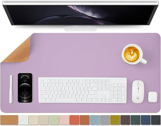 Cork Purple Desk Mat - Dual - Sided Desk Pad for Office and Home - Desk Organization and Accessories - Ideal for Large Mouse Pad and Desk Mats on Top of Desks(31.5"x 15.7") | Desk Pads Blotters - TrueDesk