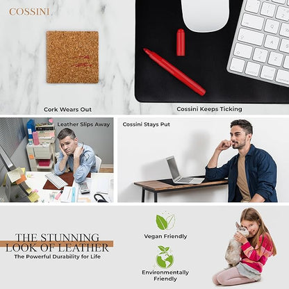 Cossini XL Desk Pad - Large Vegan Leather Desk Mat 17 x 36 - Buttery Smooth Writing, Damage Blocking, Non - Slip, Waterproof - Home Office Computer Desk Protector Blotter Laptop Keyboard Mouse Pad | Desk Pads Blotters - TrueDesk