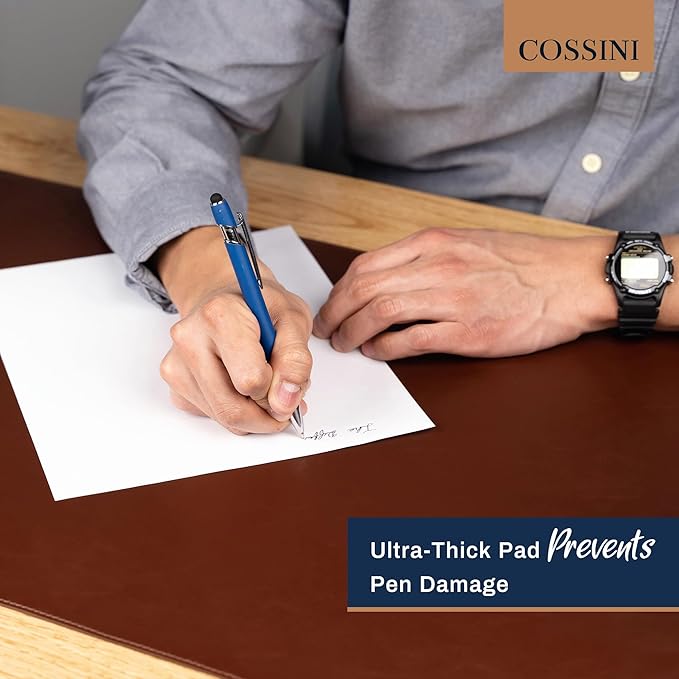 Cossini XL Desk Pad - Large Vegan Leather Desk Mat (17 x 36) - Buttery Smooth Writing, Damage Blocking, Non - Slip, Waterproof - Home Office Computer Desk Protector Blotter Laptop Keyboard Mouse Pad | Desk Pads Blotters - TrueDesk