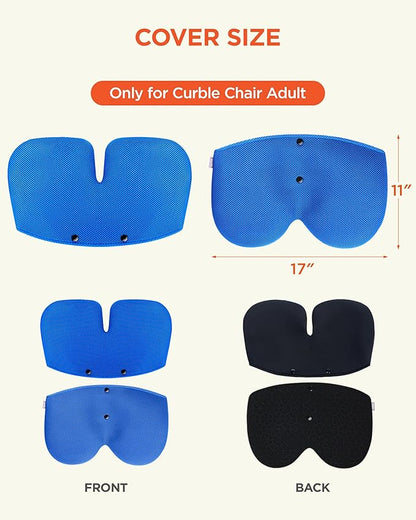 curble Grand Cover, Detachable Cover for Adult Chair, Ergonomic Chair Back Support and Lumbar Support (Blue) | Back Seat Cushions - TrueDesk