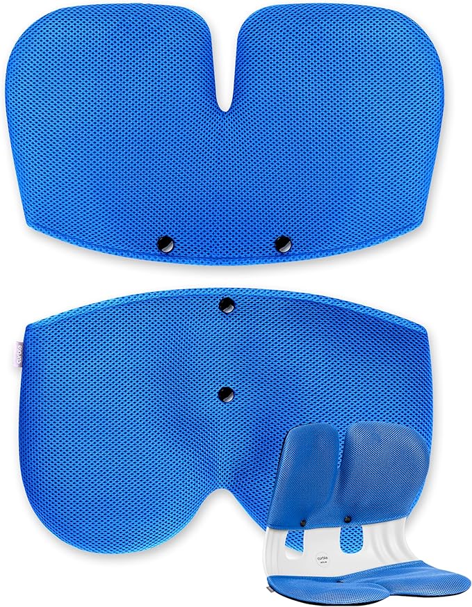curble Grand Cover, Detachable Cover for Adult Chair, Ergonomic Chair Back Support and Lumbar Support (Blue) | Back Seat Cushions - TrueDesk