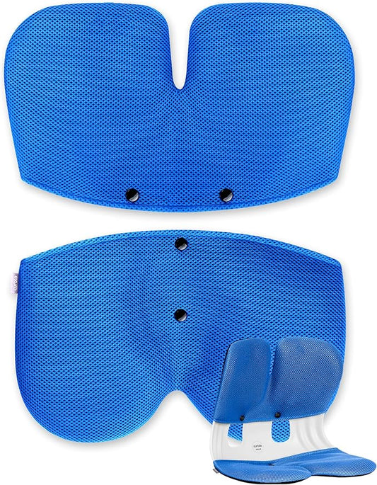curble Grand Cover, Detachable Cover for Adult Chair, Ergonomic Chair Back Support and Lumbar Support (Blue) | Back Seat Cushions - TrueDesk