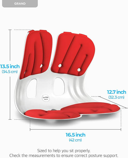 curble Grand(Extra Wide & Sturdy) – Ergonomic Back and Lumbar Support for Good Posture Correction and Back Pain Relief, Perfect for Office, Floor Seat, and Work from Home, Patented (Red) | Back Seat Cushions - TrueDesk