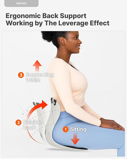 Curble GRAND(Extra Wide & Sturdy) – Ergonomic Chair Back Support, Lumbar Support for Good Posture Correction and Back Pain Relief, Perfect for Office Chair, Floor Seat, Work from Home, Patented(Black) | Back Seat Cushions - TrueDesk