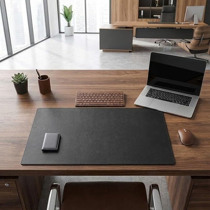 Dacasso Pad Without Side Rails Luxury Leather Blotter for Writing - Executive Desk Surface Protector, 30” x 19”, Black | Desk Pads Blotters - TrueDesk