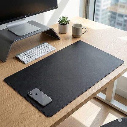 Dacasso Pad Without Side Rails Luxury Leather Blotter for Writing - Executive Desk Surface Protector, 30” x 19”, Black | Desk Pads Blotters - TrueDesk