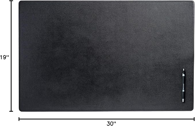 Dacasso Pad Without Side Rails Luxury Leather Blotter for Writing - Executive Desk Surface Protector, 30” x 19”, Black | Desk Pads Blotters - TrueDesk
