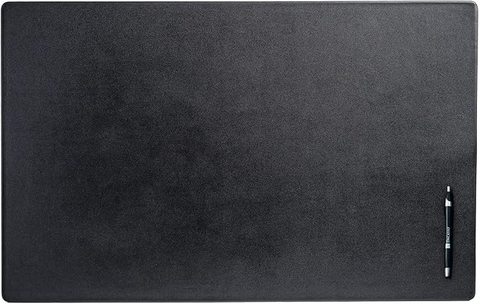 Dacasso Pad Without Side Rails Luxury Leather Blotter for Writing - Executive Desk Surface Protector, 30” x 19”, Black | Desk Pads Blotters - TrueDesk