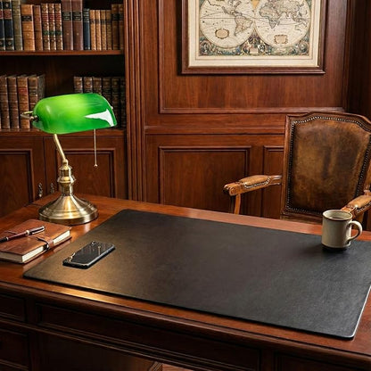Dacasso Pad Without Side Rails Luxury Leather Blotter for Writing - Executive Desk Surface Protector, 30” x 19”, Black | Desk Pads Blotters - TrueDesk