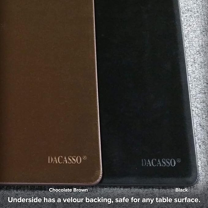 Dacasso Pad Without Side Rails Luxury Leather Blotter for Writing - Executive Desk Surface Protector, 30” x 19”, Black | Desk Pads Blotters - TrueDesk