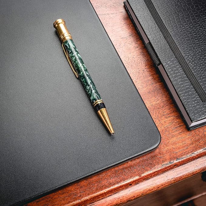 Dacasso Pad Without Side Rails Luxury Leather Blotter for Writing - Executive Desk Surface Protector, 30” x 19”, Black | Desk Pads Blotters - TrueDesk