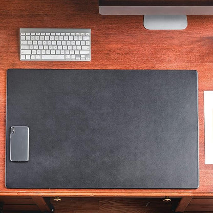 Dacasso Pad Without Side Rails Luxury Leather Blotter for Writing - Executive Desk Surface Protector, 30” x 19”, Black | Desk Pads Blotters - TrueDesk