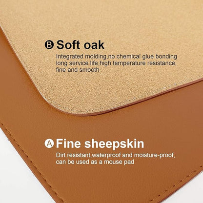 DAWNTREES Dual Sided Desk Mat,Brown Leather Desk Pad,47.2''x23.6'',Cork Desk Mat Protector,120x60cm Extra Large Mouse Pad,with PU Leather Valet Tray Organizer,Desk Writing Pad for Office and Home | Desk Pads Blotters - TrueDesk