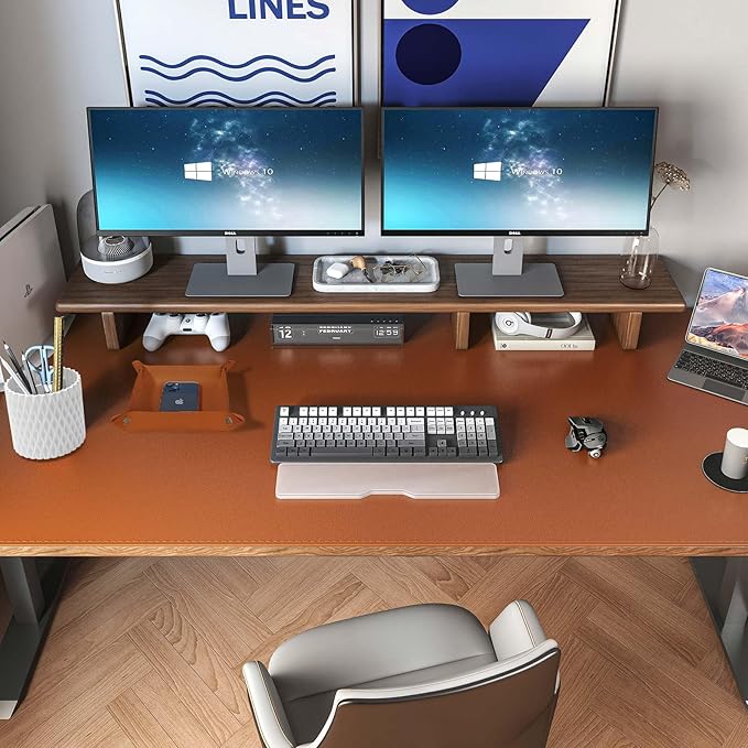 DAWNTREES Dual Sided Desk Mat,Brown Leather Desk Pad,47.2''x23.6'',Cork Desk Mat Protector,120x60cm Extra Large Mouse Pad,with PU Leather Valet Tray Organizer,Desk Writing Pad for Office and Home | Desk Pads Blotters - TrueDesk