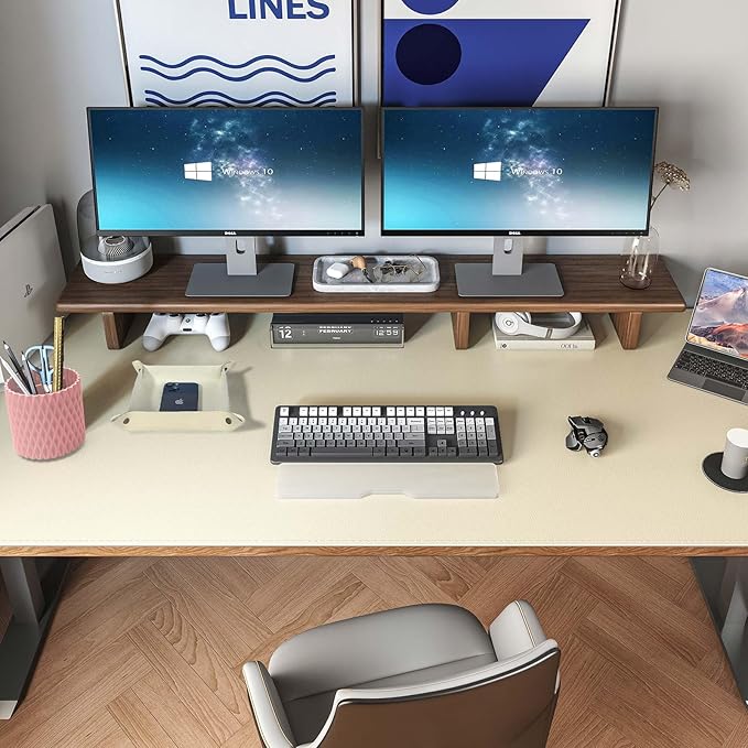 DAWNTREES Dual Sided Desk Mat,Khaki Leather Desk Pad,47.2''x23.6'',Cork Desk Mat Protector,120x60cm Extra Large Mouse Pad,with PU Leather Valet Tray Organizer,Desk Writing Pad for Office and Home | Desk Pads Blotters - TrueDesk