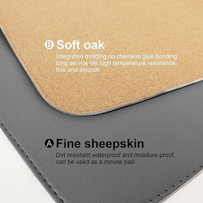 DAWNTREES Dual Sided Desk Mat,Leather Desk Pad,35.5"x17",Cork Desk Mat Protector,with PU Leather Valet Tray Organizer,Large Mouse Pad,Desk Writing Pad for Office and Home(Dark Gray) | Desk Pads Blotters - TrueDesk
