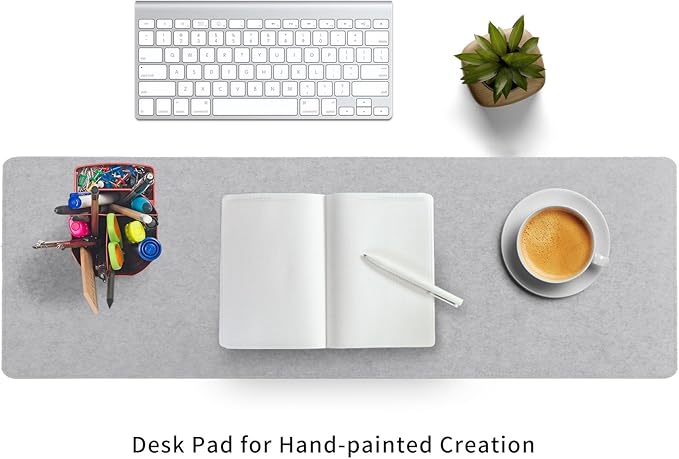 DawnTrees Felt Desk Pad,Keyboard Mat (35.8" x 11.8"),Large Felt Mouse Pad,Computer Desk Mat XL,Desk Protector for Office (Light Gray) | Mouse Pads - TrueDesk