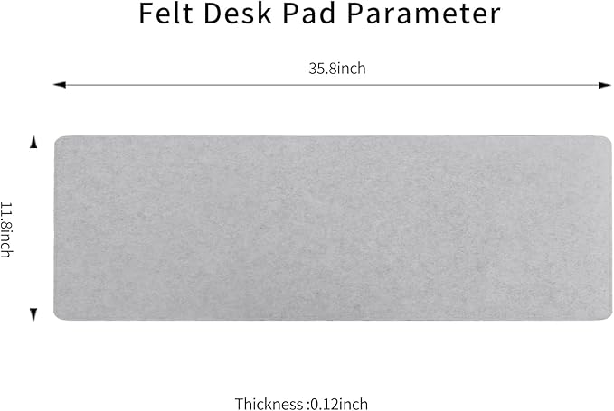 DawnTrees Felt Desk Pad,Keyboard Mat (35.8" x 11.8"),Large Felt Mouse Pad,Computer Desk Mat XL,Desk Protector for Office (Light Gray) | Mouse Pads - TrueDesk