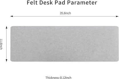 DawnTrees Felt Desk Pad,Keyboard Mat (35.8" x 11.8"),Large Felt Mouse Pad,Computer Desk Mat XL,Desk Protector for Office (Light Gray) | Mouse Pads - TrueDesk
