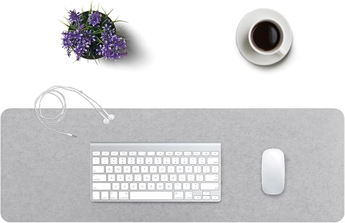 DawnTrees Felt Desk Pad,Keyboard Mat (35.8" x 11.8"),Large Felt Mouse Pad,Computer Desk Mat XL,Desk Protector for Office (Light Gray) | Mouse Pads - TrueDesk