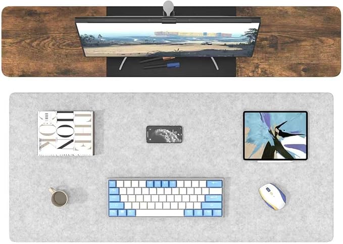 DAWNTREES Large Felt Desk Mat, 40''x16'' Full Felt Mouse Pad,Office Computer Desk Mat for Keyboard,100X40cm Desk Pad Protector (Light Grey) | Mouse Pads - TrueDesk