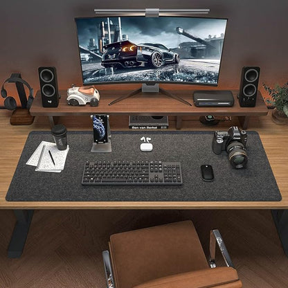 DAWNTREES Large Felt Desk Mat, 40''x16'' Non - Slip Full Desk Mouse Pad, Office Computer Desk Mat for Keyboard,100X40cm Felt Desktop Mat for Desk Pad Protector | Mouse Pads - TrueDesk