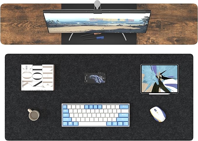 DAWNTREES Large Felt Desk Mat, 40''x16'' Non - Slip Full Desk Mouse Pad, Office Computer Desk Mat for Keyboard,100X40cm Felt Desktop Mat for Desk Pad Protector | Mouse Pads - TrueDesk