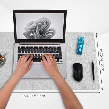 DAWNTREES Non - Slip Felt Desk Mat | 36''x15.8'' | Large Computer Desk Mat Keyboard and Mouse Pad | Office Desktop Pad Protector (Light Grey) | Desk Pads Blotters - TrueDesk