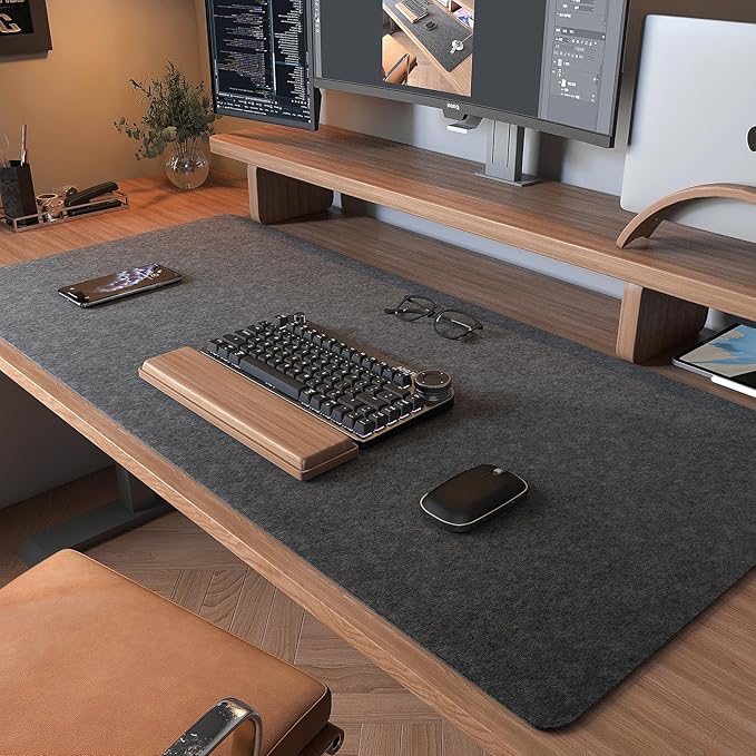 DAWNTREES Non - Slip Felt Desk Mat,36 x 15.8 Inches Large Desk Pad Protector,Office Computer Desk Mat for Full Keyboard and Mouse Pad | Mouse Pads - TrueDesk