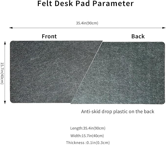 DAWNTREES Non - Slip Felt Desk Mat,36 x 15.8 Inches Large Desk Pad Protector,Office Computer Desk Mat for Full Keyboard and Mouse Pad | Mouse Pads - TrueDesk