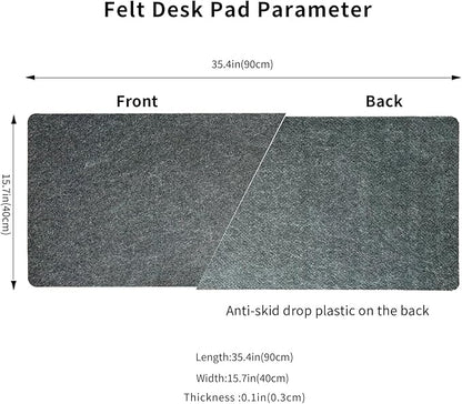 DAWNTREES Non - Slip Felt Desk Mat,36 x 15.8 Inches Large Desk Pad Protector,Office Computer Desk Mat for Full Keyboard and Mouse Pad | Mouse Pads - TrueDesk
