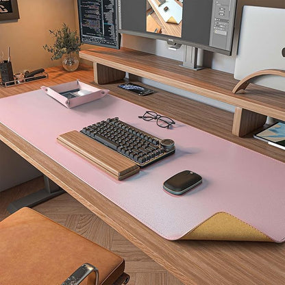 DAWNTREES Pink Desk Mat,Leather Desk Pad,40"x16",Cork Desk Mat Protector,with PU Leather Valet Tray Organizer,Large Mouse Pad,Desk Writing Pad for Office and Home | Desk Pads Blotters - TrueDesk