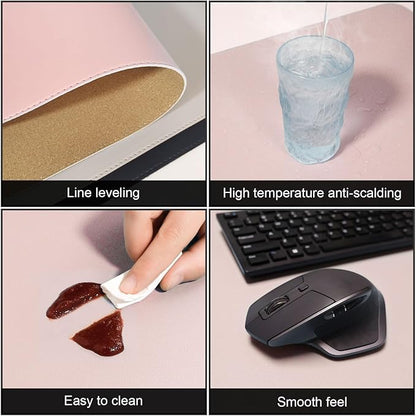 DAWNTREES Pink Desk Mat,Leather Desk Pad,40"x16",Cork Desk Mat Protector,with PU Leather Valet Tray Organizer,Large Mouse Pad,Desk Writing Pad for Office and Home | Desk Pads Blotters - TrueDesk