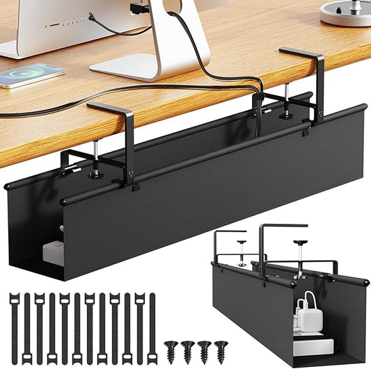 Dayacoo No Drill Under Desk Cable Management Tray, 36" Clamp/Screw Mount Cord Organizer for Desk, Fabric Cable Management Tray for Storage and Hide Cords, Cable Organizer for Office Home, Black | Racks Cabinets - TrueDesk