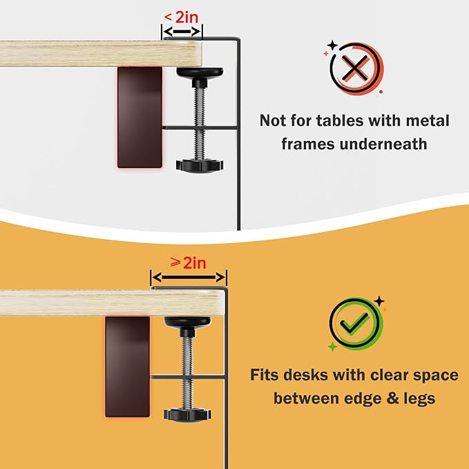DELAMU Under Desk Cable Management Tray, No Drill Metal Mesh Cable Management Under Desk with F - Clamp Mount & 2 Open Holes, Cord Organizer for Home Office, 1 Pack, White | Cable Raceways - TrueDesk