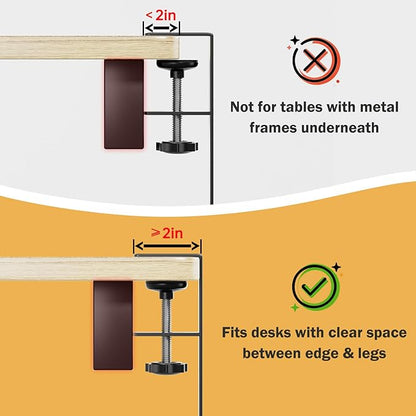 DELAMU Under Desk Cable Management Tray, No Drill Metal Mesh Cable Management Under Desk with F - Clamp Mount & 2 Open Holes, Cord Organizer for Home Office, 1 Pack, White | Cable Raceways - TrueDesk
