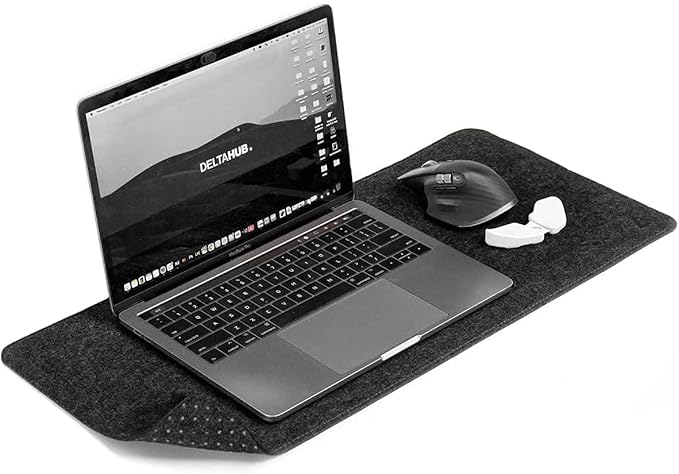 DELTAHUB - Minimalistic Felt Desk Protective Pad, Anti - Fray, Anti - Slip, Easy to Clean, Easy Glide, Long Lasting, Sleek Design, Comfortable, Resistant, Desk Mat, PC, Mac, Laptop - Large (18x32inch) | Mouse Pads - TrueDesk