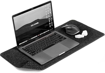 DELTAHUB - Minimalistic Felt Desk Protective Pad, Anti - Fray, Anti - Slip, Easy to Clean, Easy Glide, Long Lasting, Sleek Design, Comfortable, Resistant, Desk Mat, PC, Mac, Laptop - Large (18x32inch) | Mouse Pads - TrueDesk