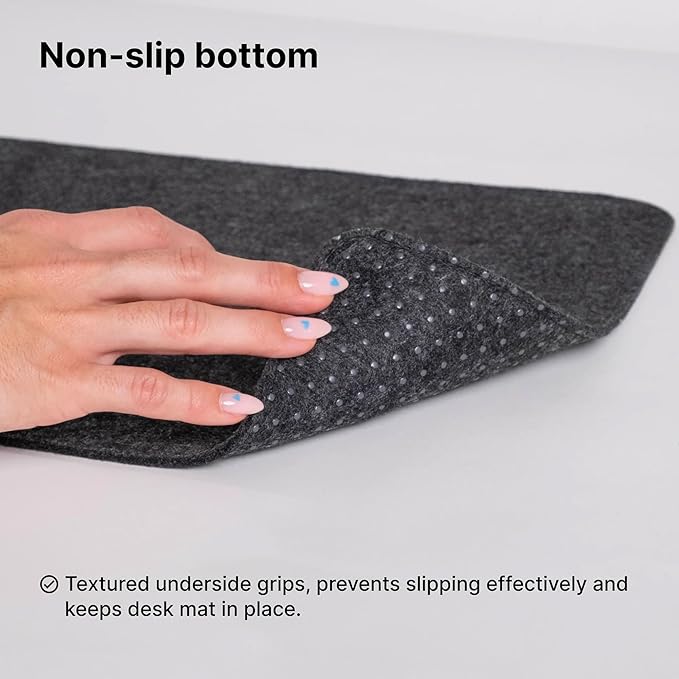DELTAHUB - Minimalistic Felt Desk Protective Pad, Anti - Fray, Anti - Slip, Easy to Clean, Easy Glide, Long Lasting, Sleek Design, Comfortable, Resistant, Desk Mat, PC, Mac, Laptop - Large (18x32inch) | Mouse Pads - TrueDesk