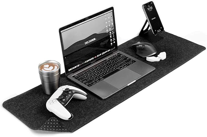 DELTAHUB - Minimalistic Felt Desk Protective Pad, Anti - Fray, Anti - Slip, Easy to Clean, Easy Glide, Long Lasting, Sleek Design, Comfortable, Resistant, Desk Mat, PC, Mac, Laptop - Medium (12x35inch) | Mouse Pads - TrueDesk