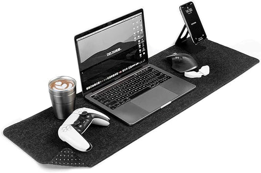 DELTAHUB - Minimalistic Felt Desk Protective Pad, Anti - Fray, Anti - Slip, Easy to Clean, Easy Glide, Long Lasting, Sleek Design, Comfortable, Resistant, Desk Mat, PC, Mac, Laptop - Medium (12x35inch) | Mouse Pads - TrueDesk